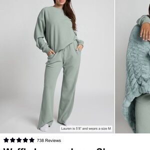 Comfrt Sage Green Waffle Loungewear Set